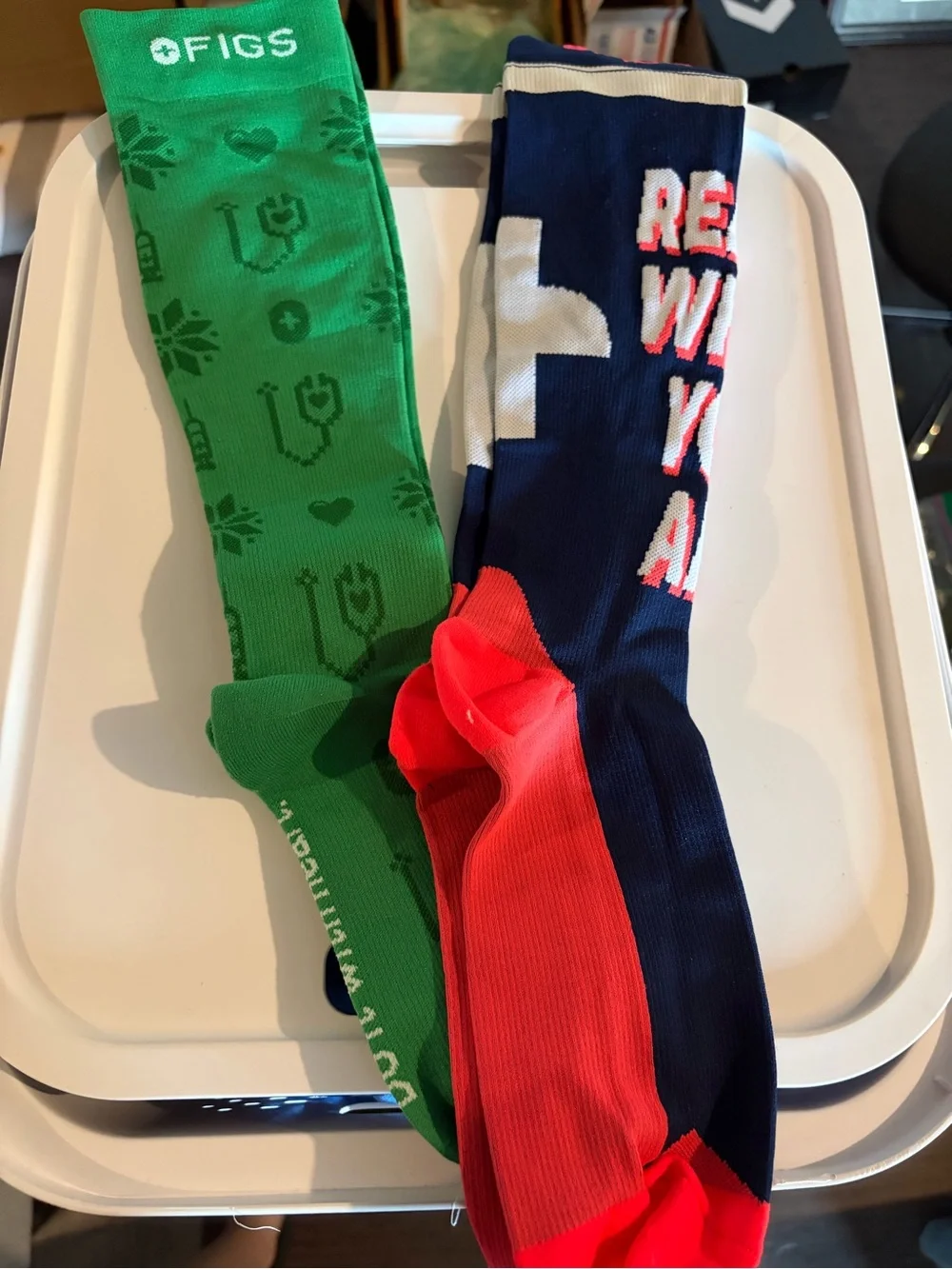 Figs Compression Sock 2 Pack Navy and Green One Size NWOT Medical Nurse Dr
